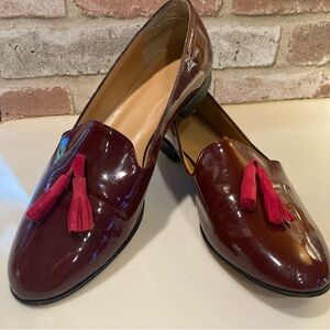 De Marco Patent Leather Loafers Tassels Burgundy 38 Made in Italy